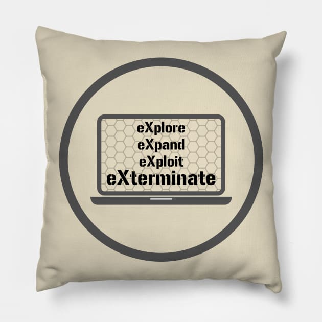 eXplore eXpand eXploit eXterminate 4x Strategy Exploration Games Pillow by rayrayray90