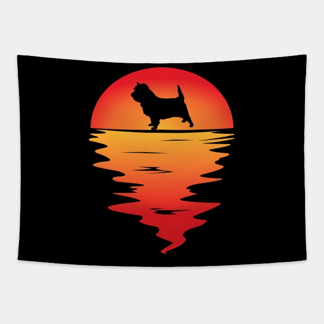 Sunset Dog Cairn Terrier Tapestry by Shirtjaeger