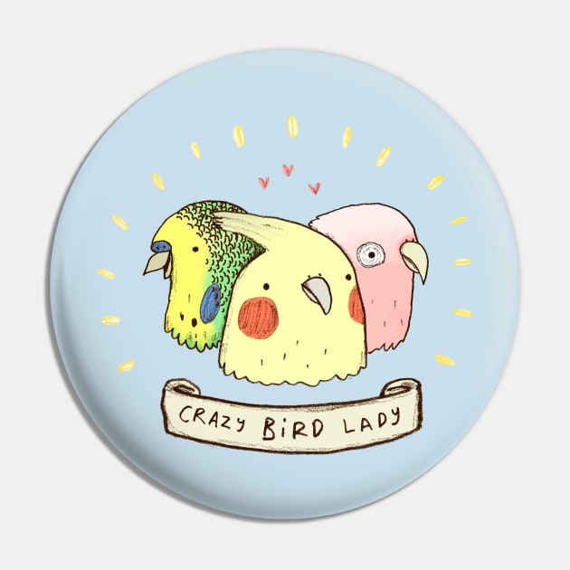 Crazy Bird Lady Pin by Sophie Corrigan