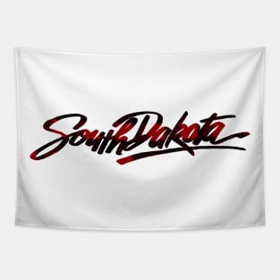 South Dakota Buffalo Plaid Vintage License Plate Design Tapestry