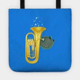 Puffer Fish Playing Tuba Tote