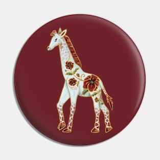 Albino Giraffe with Red Poppy Flowers Pin