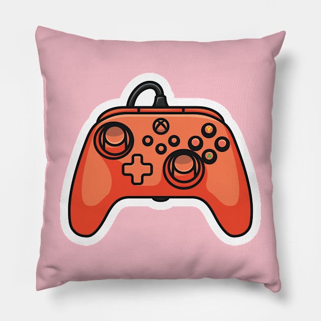 Joystick Controller and Game Pad Stick Sticker vector illustration. Sports and technology gaming objects icon concept. Video game controller or game console sticker logo design with shadow. Pillow by AlviStudio