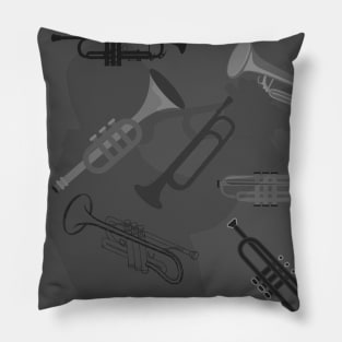 Black and Gray Trumpet Camo Pillow