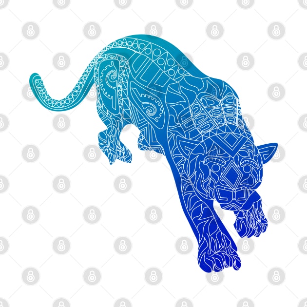 blue ecopop tiger cat in ecopop tribal totonac tattoo dream wallpaper by jorge_lebeau