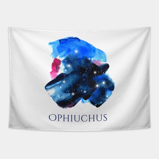 Ophiuchus New Zodiac Sign - Watercolor Star Constellation Tapestry by marufemia