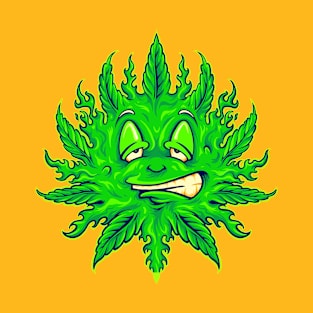 Marijuana Stoner Leaf Face T-Shirt