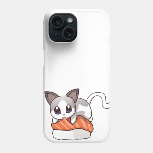 White Cat Salmon Sushi Phone Case