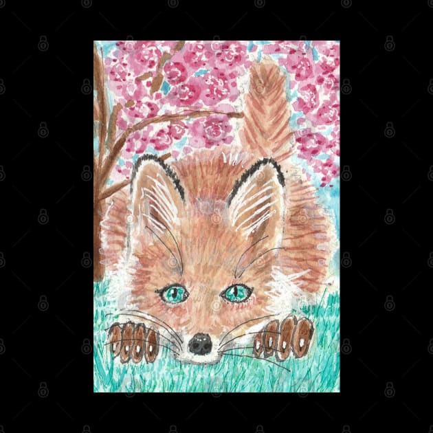 Cute baby fox  painting by SamsArtworks