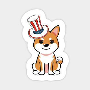 Funny orange dog is wearing uncle sam hat Magnet