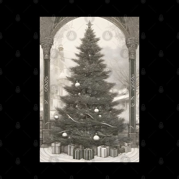 vintage christmas tree by Tree Tees