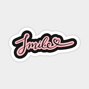 "Smile" cursive in black with pastel pink outline Magnet