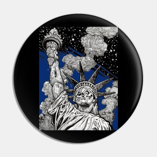 Zombie Statue of Liberty (blue) Pin