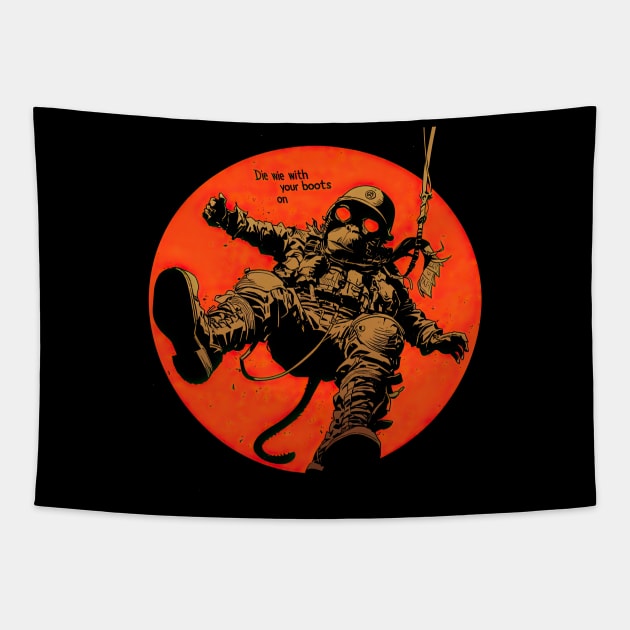 Die with your boots on Iron Maiden monkey Tapestry by obstinator