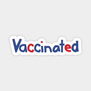 Vaccinated Text Blue Red Typography Magnet