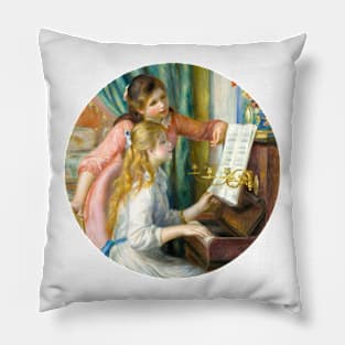 Two Young Girls at the Piano Pillow