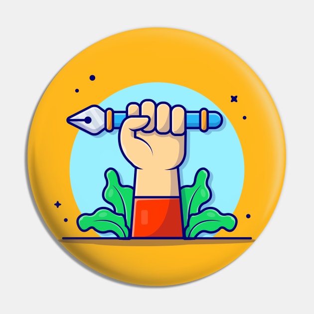 Cute Hand With Pen Tool Cartoon Vector Icon Illustration Pin by Catalyst Labs