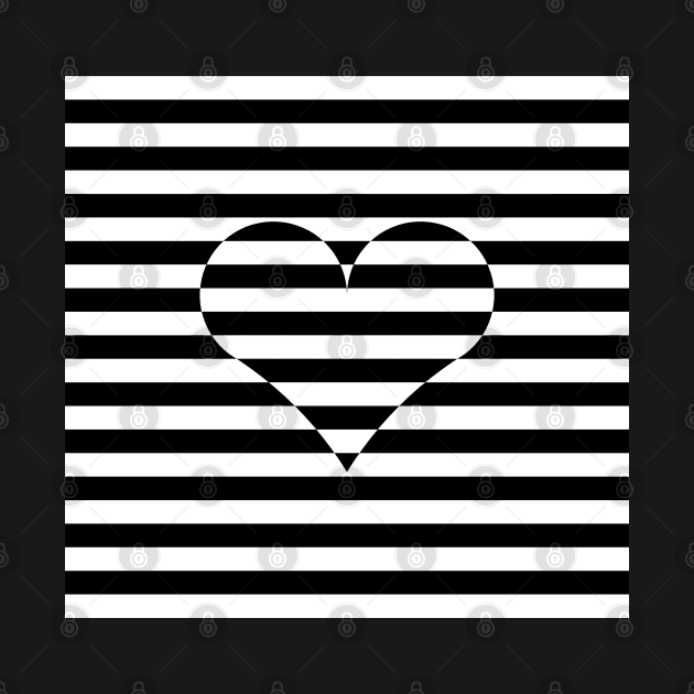 Black and white striped Heart by kallyfactory