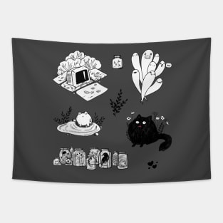 Creepy cute halloween stickers pack Tapestry