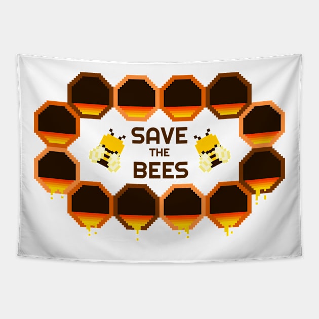 Save the Bees Dark Brown Tapestry by felixbunny