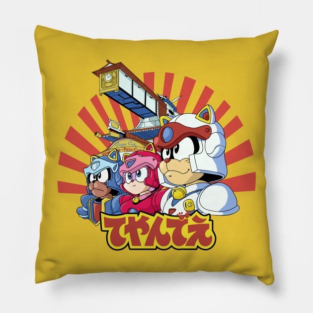 Samurai Pizza Caaats! Pillow by Skullpy