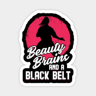 Beauty Brains & A Black Belt Karate Girl Gift Magnet