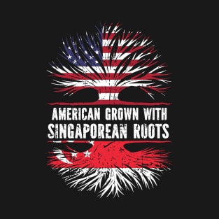 American Grown with Singaporean Roots USA Flag T-Shirt