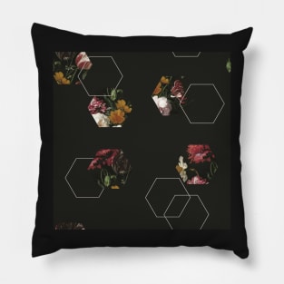 Classic baroque vintage floral painting geometric pattern Pillow