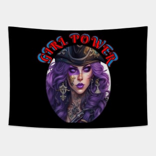 Girl power purple haired pirate Tapestry