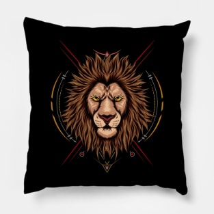 King lion illustration with sacred symbol Pillow