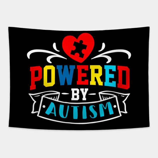 Powered by Autism Tapestry by Horisondesignz