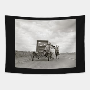 On The Road, 1937. Vintage Photo Tapestry