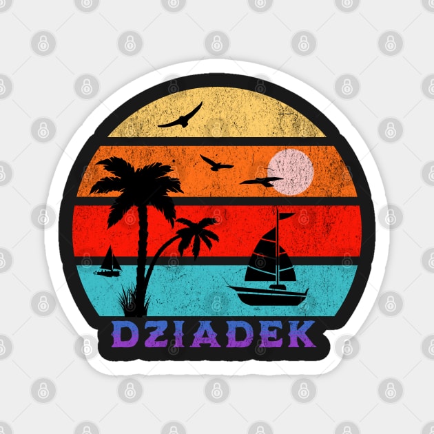 Dziadek Retro Sunset Ocean Grandfather Magnet by HolidayBug