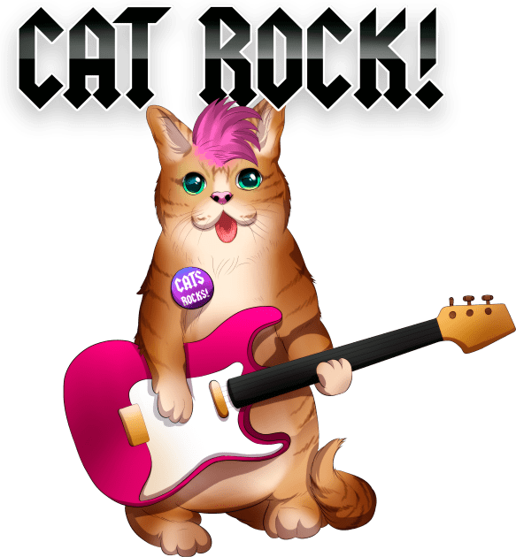 rock cat Kids T-Shirt by artbdog