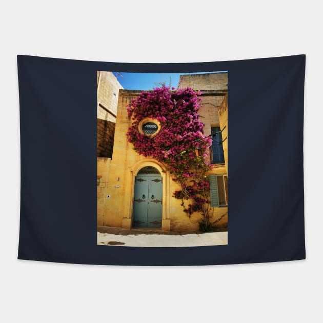 Silent city in bloom Tapestry by ellaine13