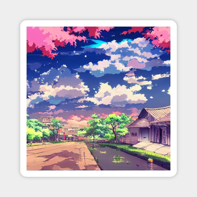 Anime Style Landscape Magnet by AI-Horizon 