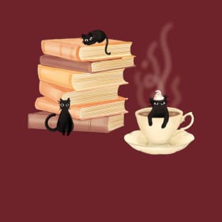 Coffee, Cats, and Books T-Shirt