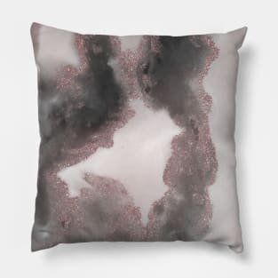 Pink and Grey Marble Glitter Sparkle Pillow