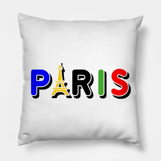 Paris olympics colors White Pillow by Nicostore