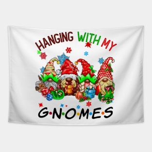 Funny Christmas Gnome Hanging With My Gnomies Family Pajamas Tapestry