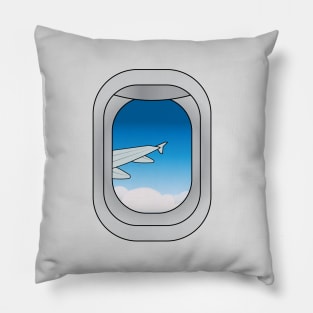 Blue Sky View from Plane Window Pillow