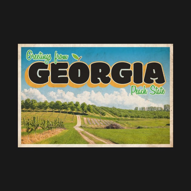 Greetings from Georgia - Vintage Travel Postcard Design by fromthereco