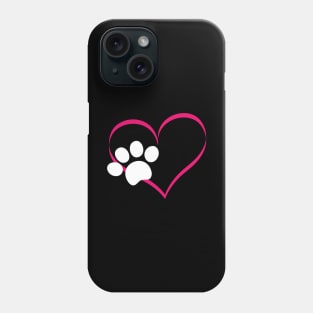 Cute Dog And Cat product With I Love Dogs Paw Print And Heart Phone Case