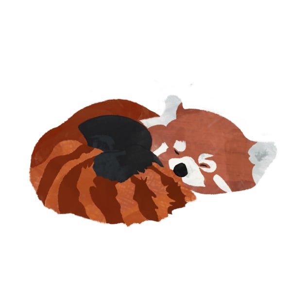 Sleeping Watercolor Red Panda by calliew1217