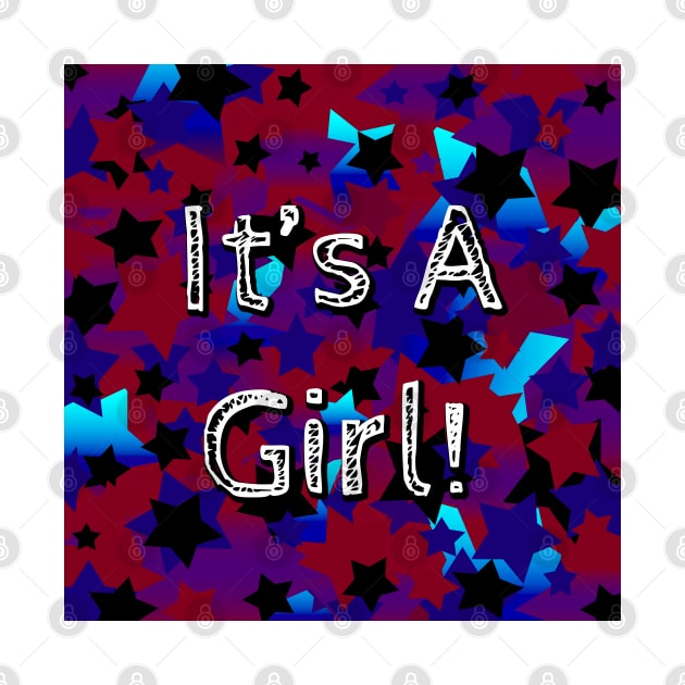 It's A Girl! Stars In Dark Red and Blues by BlakCircleGirl