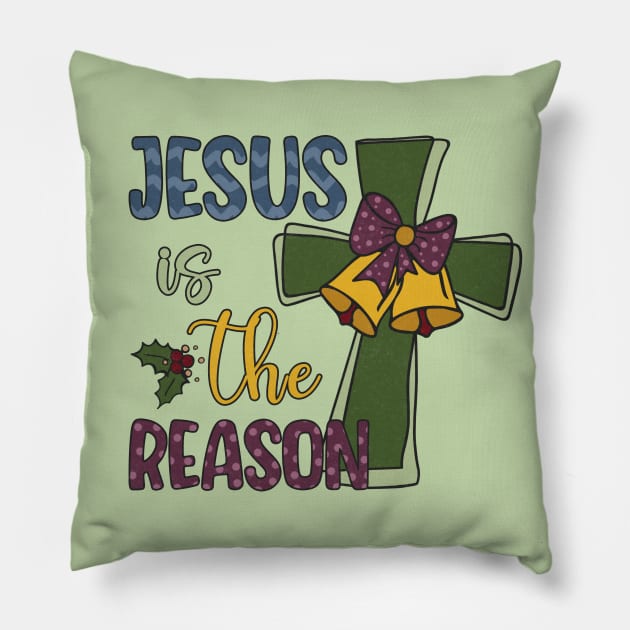 Jesus is The Reason Christmas Present Pillow by Teewyld