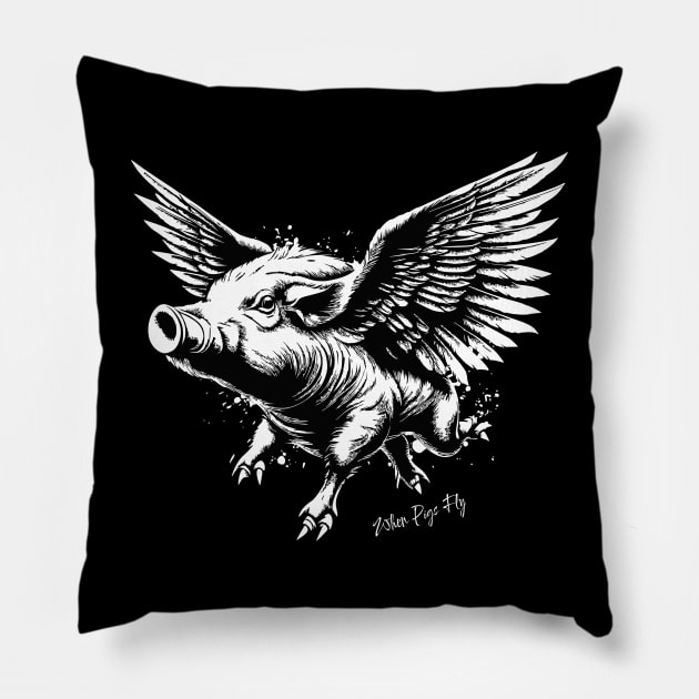 Flying Pig Pillow by Norse Magic