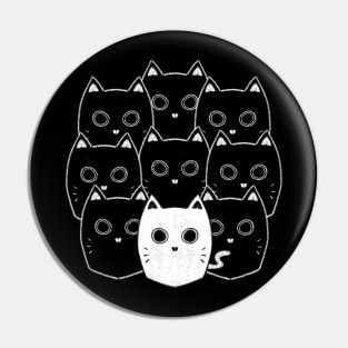 White cat black cat cat gang power cute pet animal shirt sticker Pin