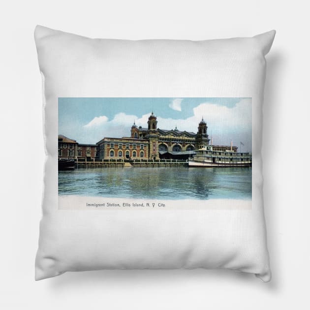 1905 Ellis Island Immigrant Station Pillow by historicimage