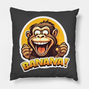 Crazy Monkey Shouting Banana! Pillow